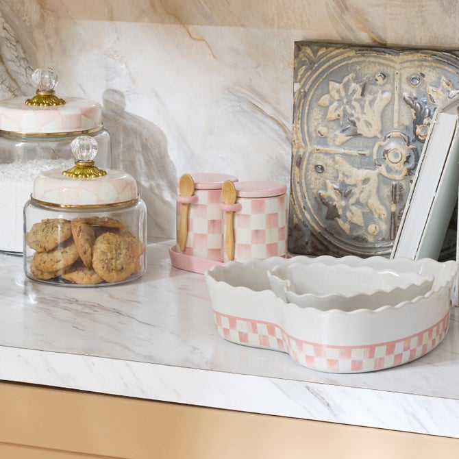 Rosy Check Farmhouse Canisters, Set of 2 image number 1