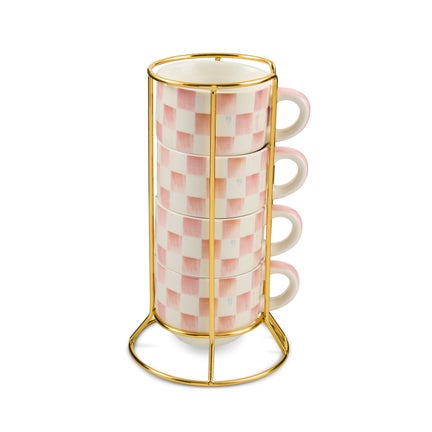 Rosy Check Cappuccino Cup Tower