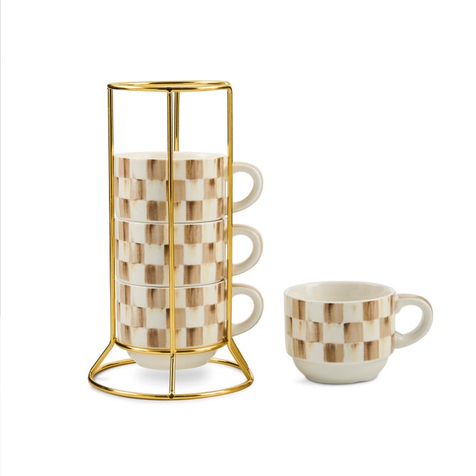 Mocha Check Cappuccino Cup Tower image number 2