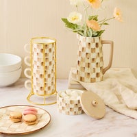 Mocha Check Cappuccino Cup Tower