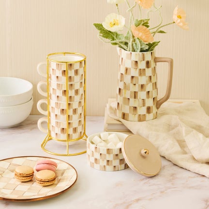 Mocha Check Farmhouse Pitcher