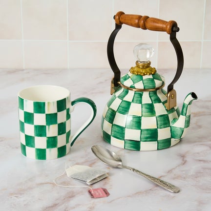 Emerald Check Porcelain Mug