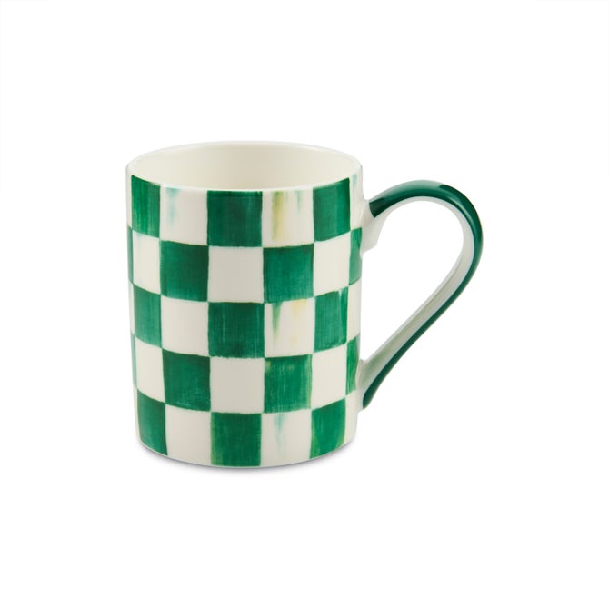 Emerald Check Porcelain Mug image number 0
