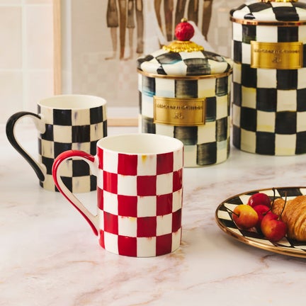 Cherry Check Porcelain Mug