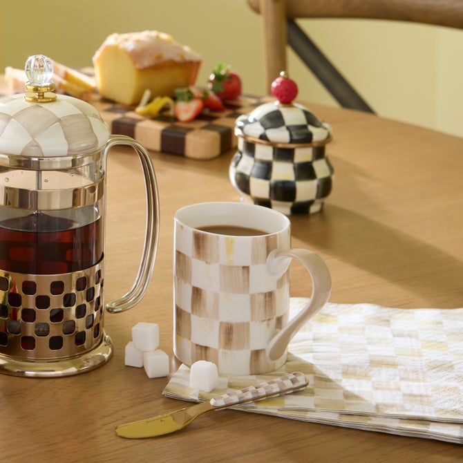 Mocha Check Porcelain Mug image number 3