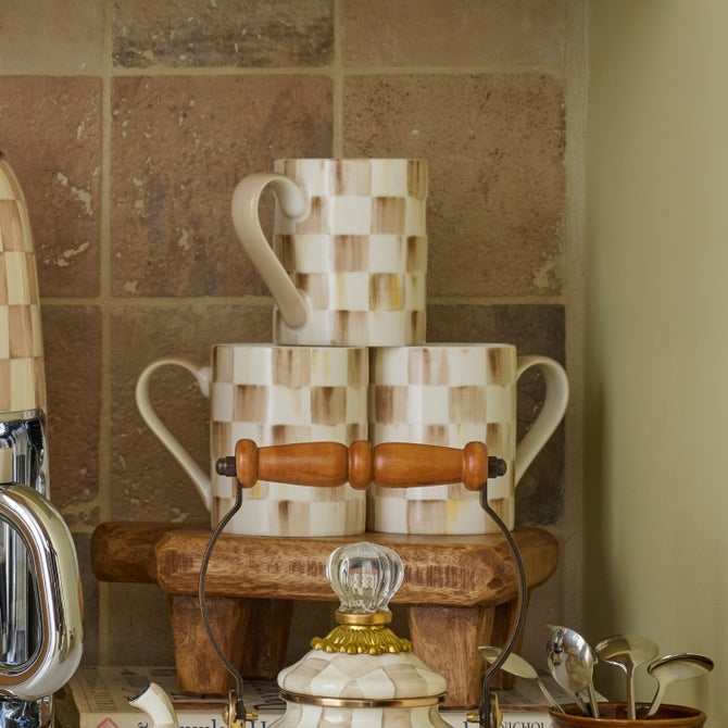 Mocha Check Porcelain Mug image number 7