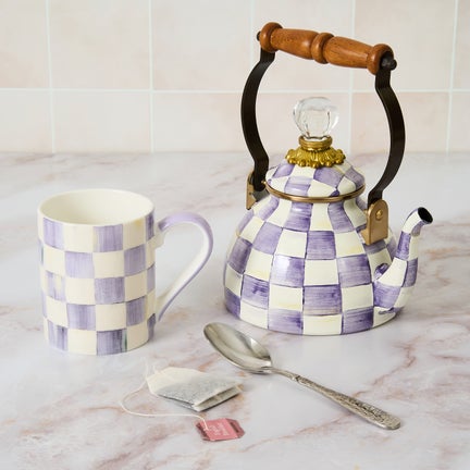 Violet Check Porcelain Mug