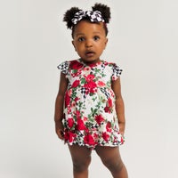 Posh Peanut Wild Rose Check Bodysuit Dress