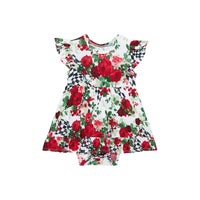 Posh Peanut Wild Rose Check Bodysuit Dress