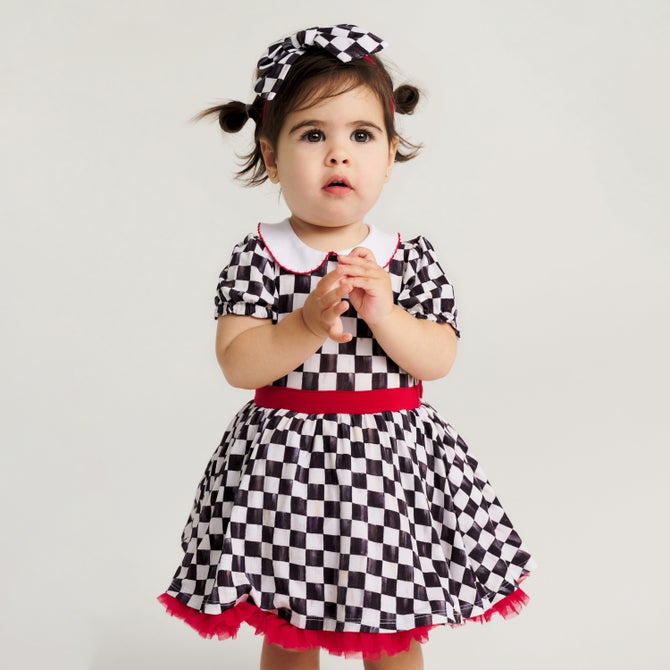 Posh Peanut Courtly Check Bodysuit Dress image number 11