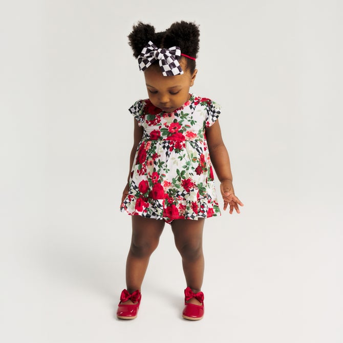 Posh Peanut Wild Rose Check Bodysuit Dress image number 2