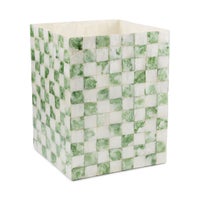 Sage Check Capiz Waste Bin