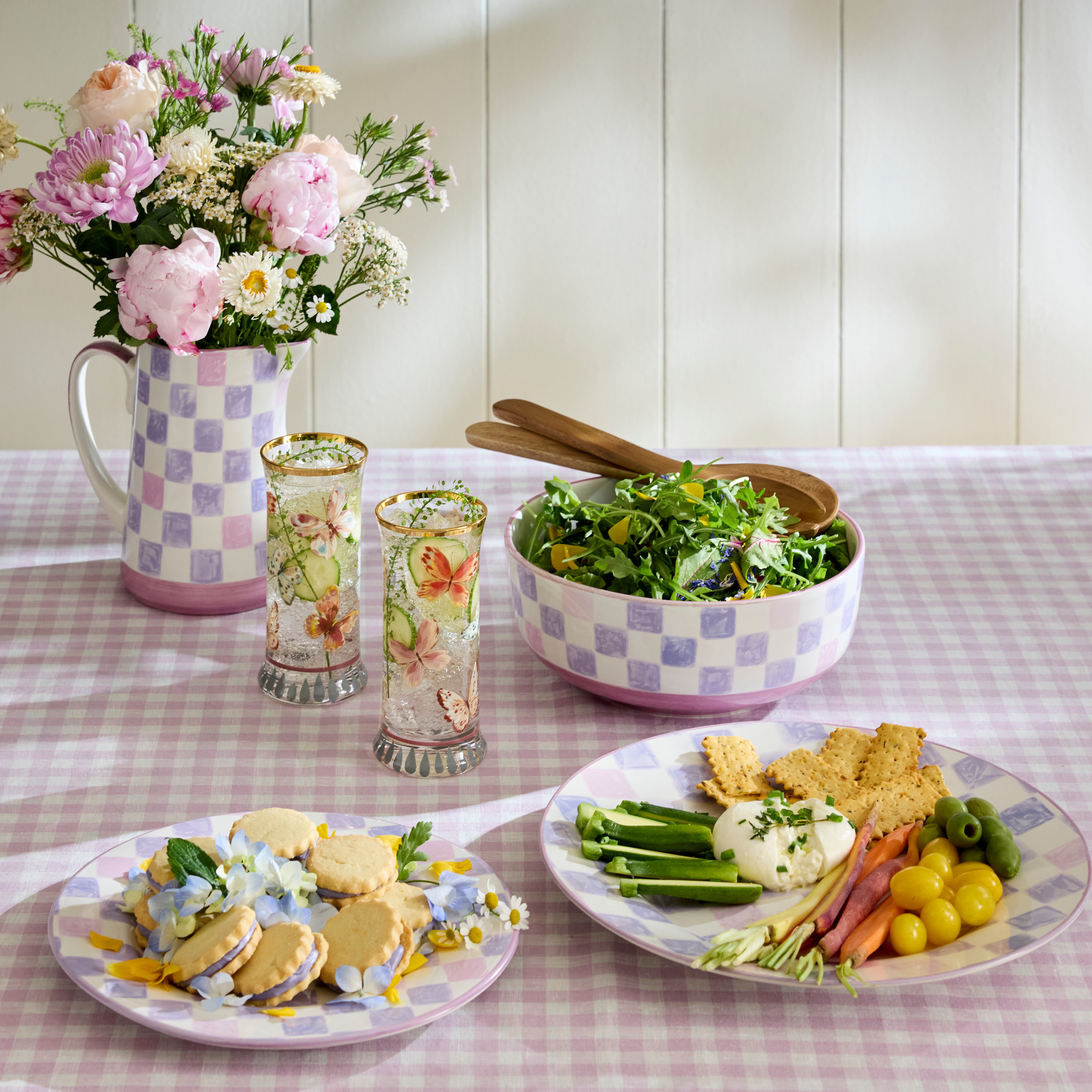 MacKenzie-Childs | Lilac Check Pitcher