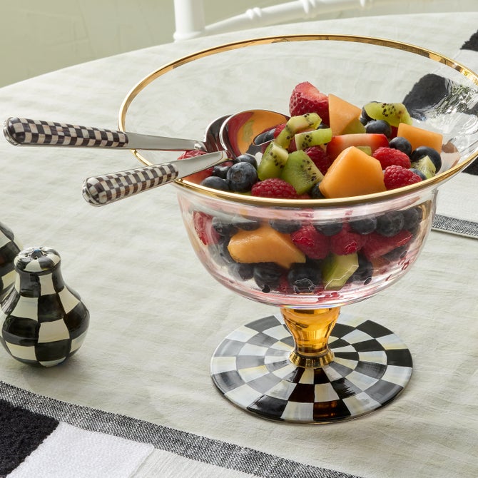 Courtly Check Glass Pedestal Bowl image number 1