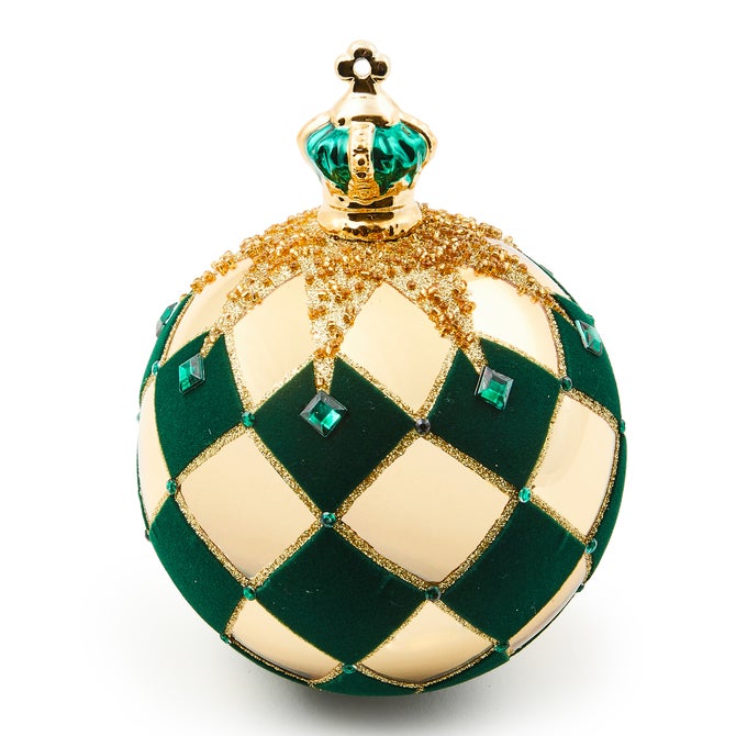 Emerald Luxe Crown Jumbo Glass Ball Ornament image number 0