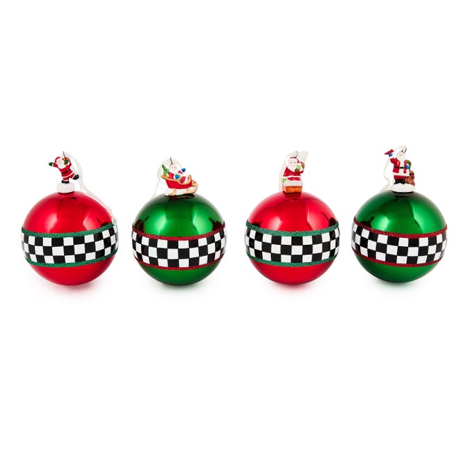 Check It Out Santa Glass Ball Ornaments, Set of 4 image number 0