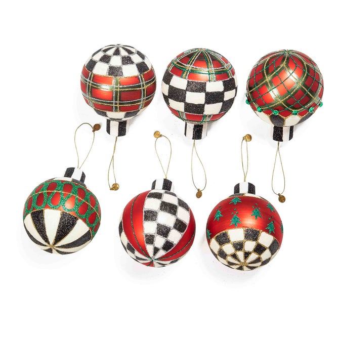 Tartan Glass Large Ball Ornaments, Set of 6 image number 0