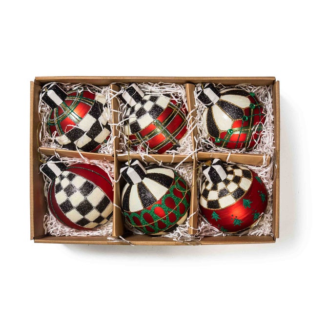 Tartan Glass Large Ball Ornaments, Set of 6 image number 2
