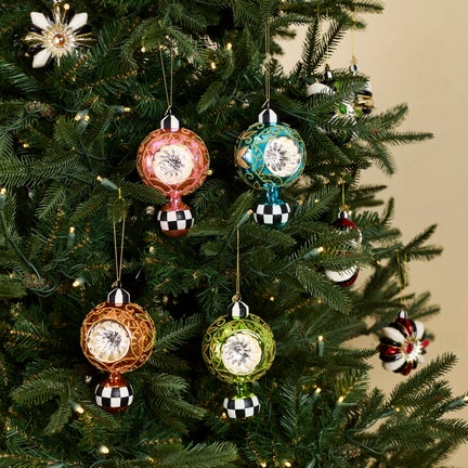 Confetti Reflector Glass Ornaments, Set of 4