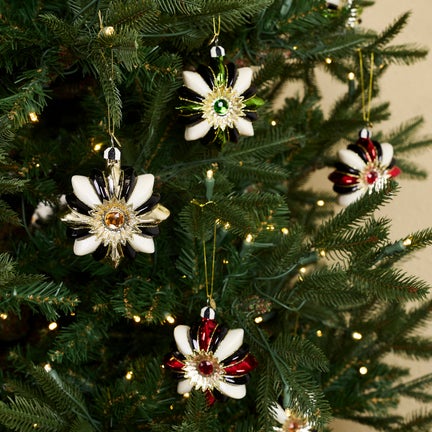 Traditional Reflector Star Glass Ornaments, Set of 6