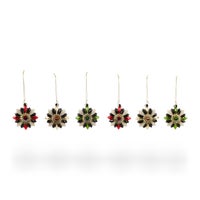 Traditional Reflector Star Glass Ornaments, Set of 6
