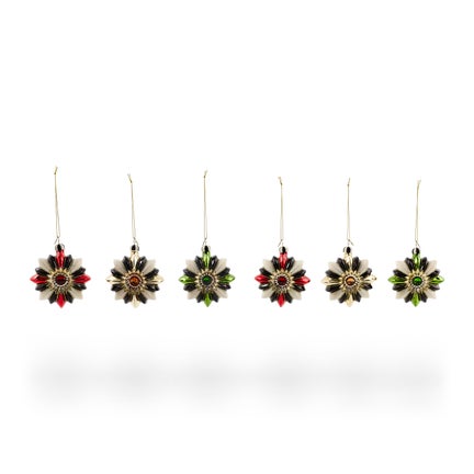 Traditional Reflector Star Glass Ornaments, Set of 6