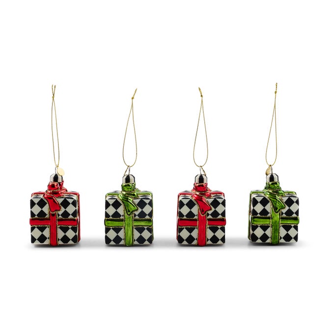 Red & Green Giftbox Glass Ornaments, Set of 4 image number 2