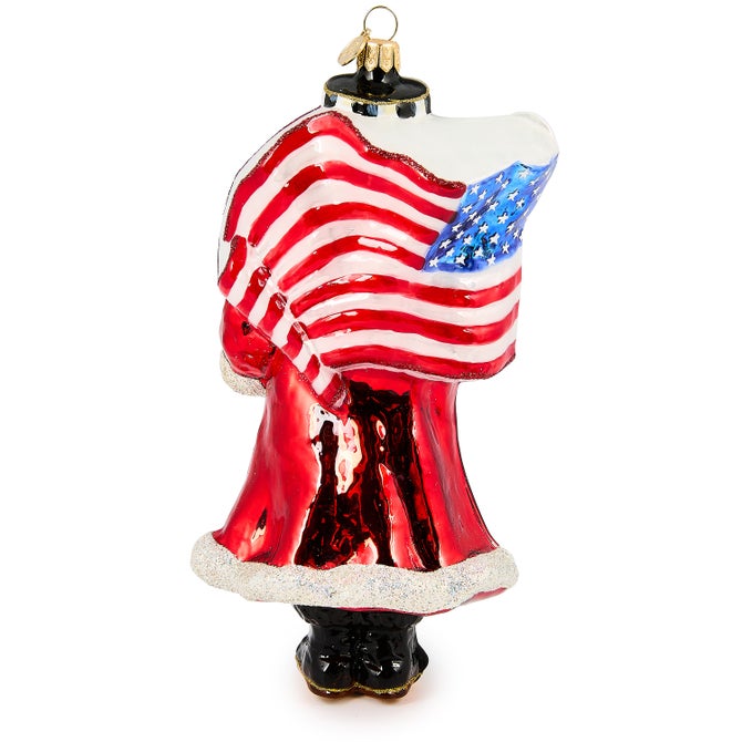 Santa with Flag Glass Ornament image number 1