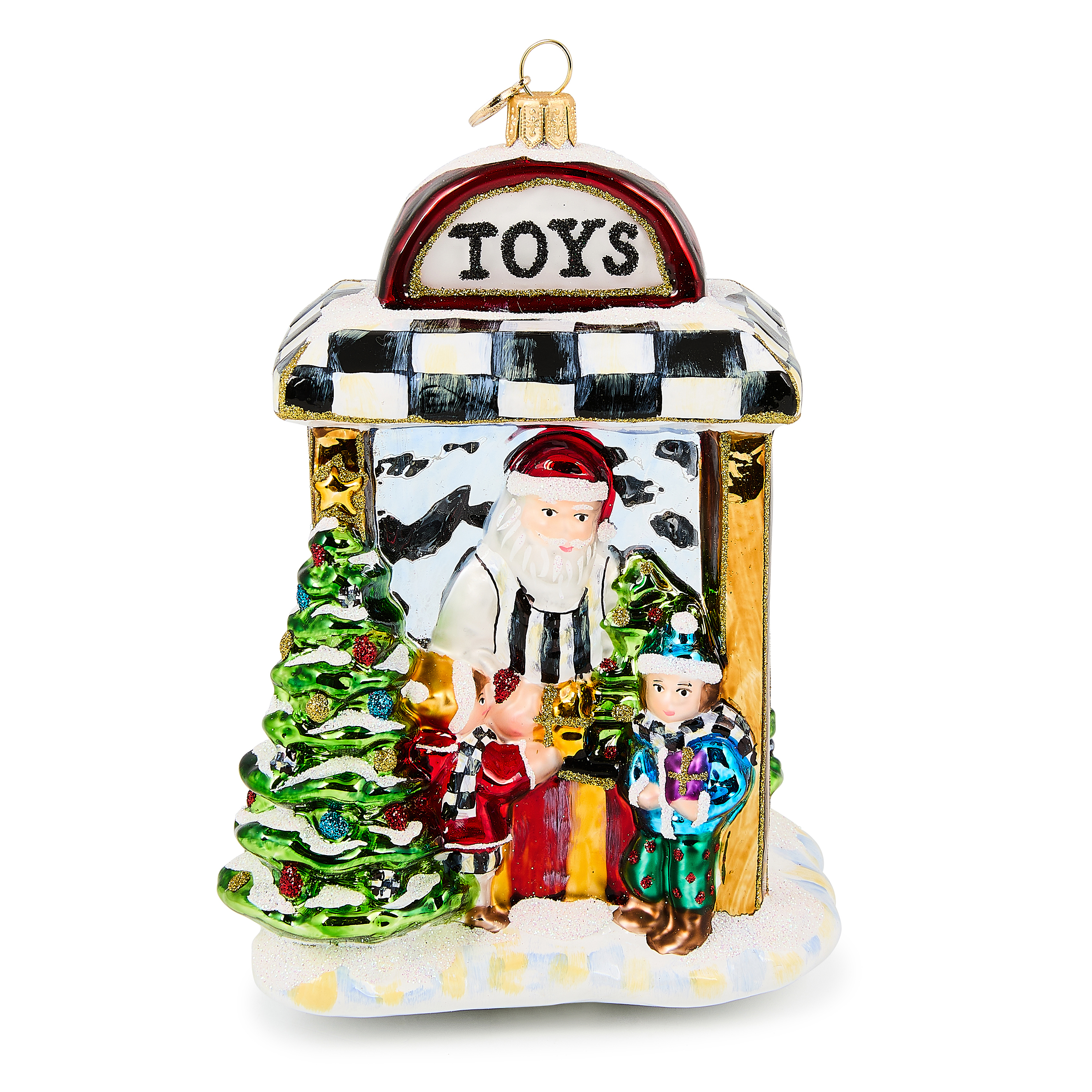 MacKenzie-Childs | Santa's Toy Store Glass Ornament