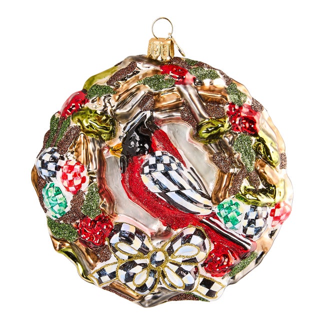 2025 MacKenzie-Childs Wreath Glass Ornament image number 1