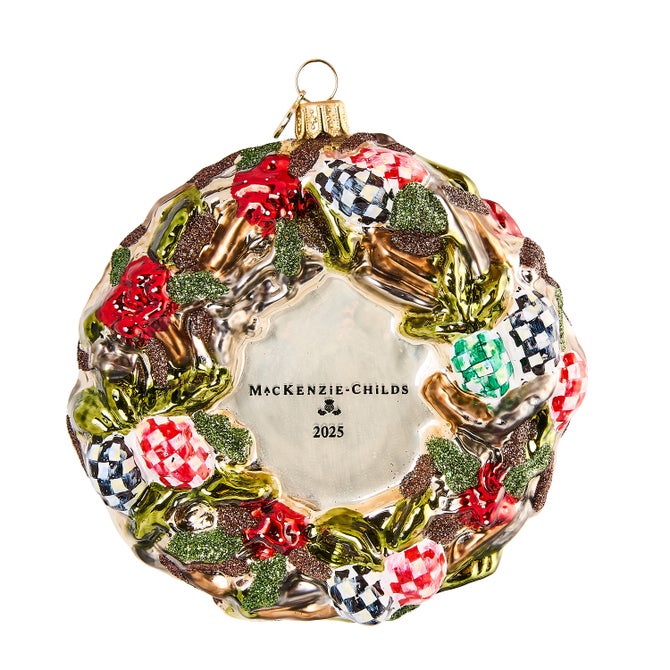 2025 MacKenzie-Childs Wreath Glass Ornament image number 0