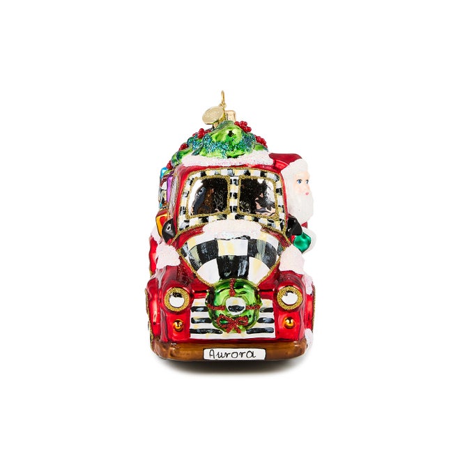 Santa's Hitting the Road Glass Ornament image number 3