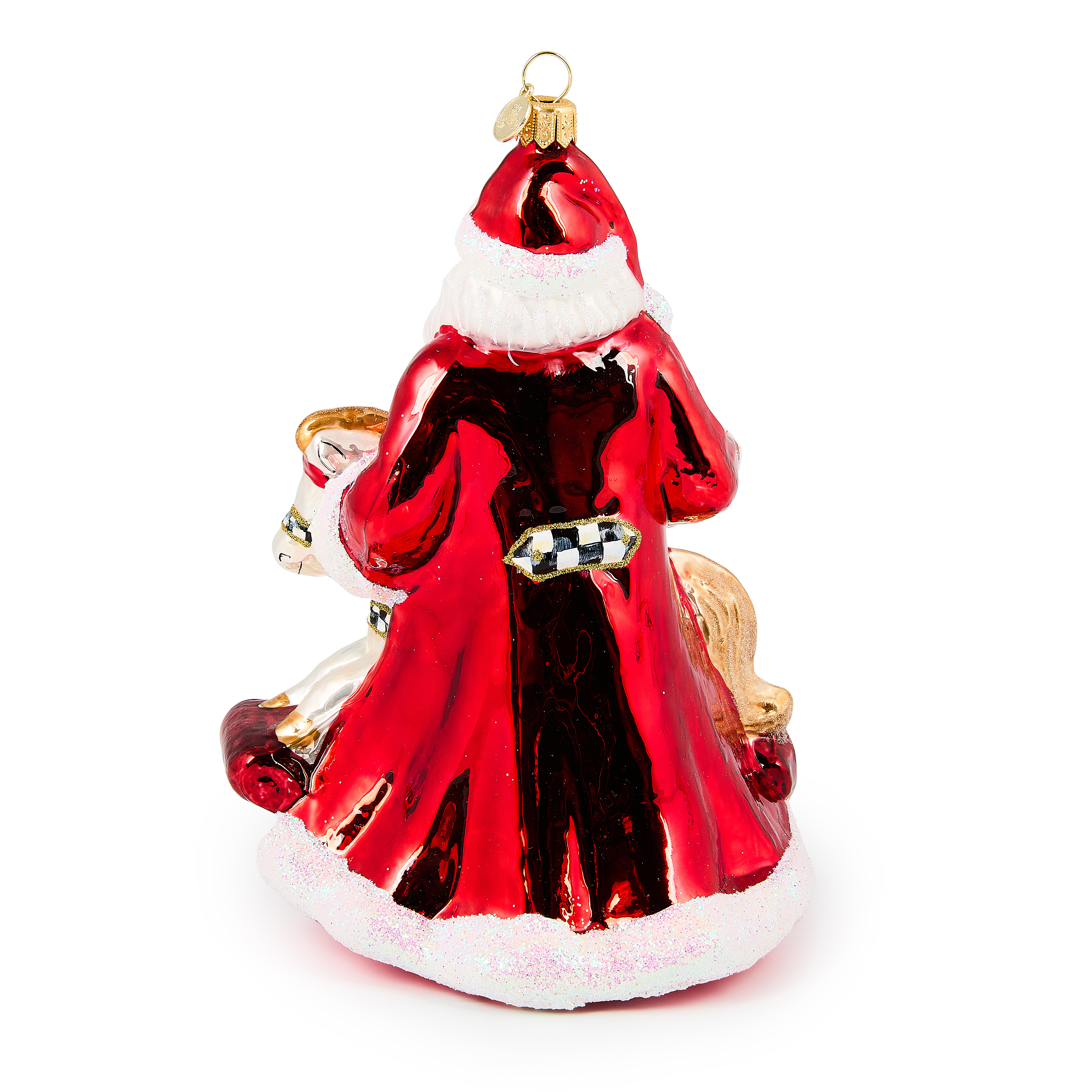 MacKenzie-Childs | Santa with Rocking Horse Glass Ornament