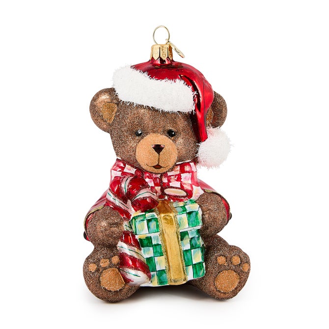 Check It Out Teddy Bear Glass Ornament image number 0