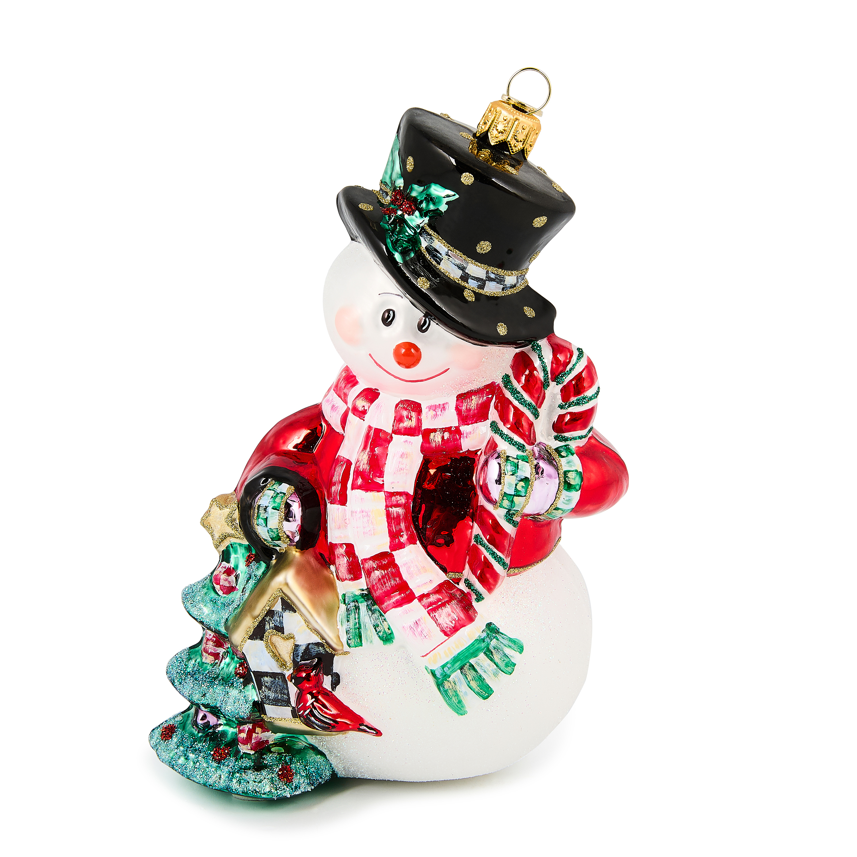 MacKenzie-Childs | Check It Out Snowman Glass Ornament