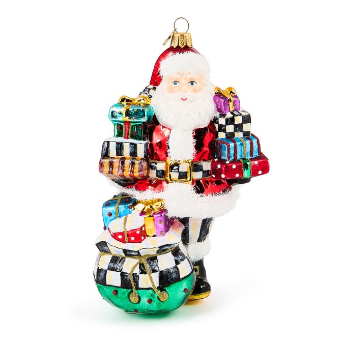 Santa with Gifts Glass Ornament image number 0