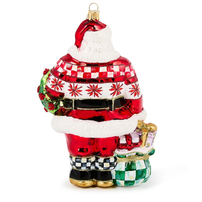 Cozy Sweater Santa Glass Ornament image number 1