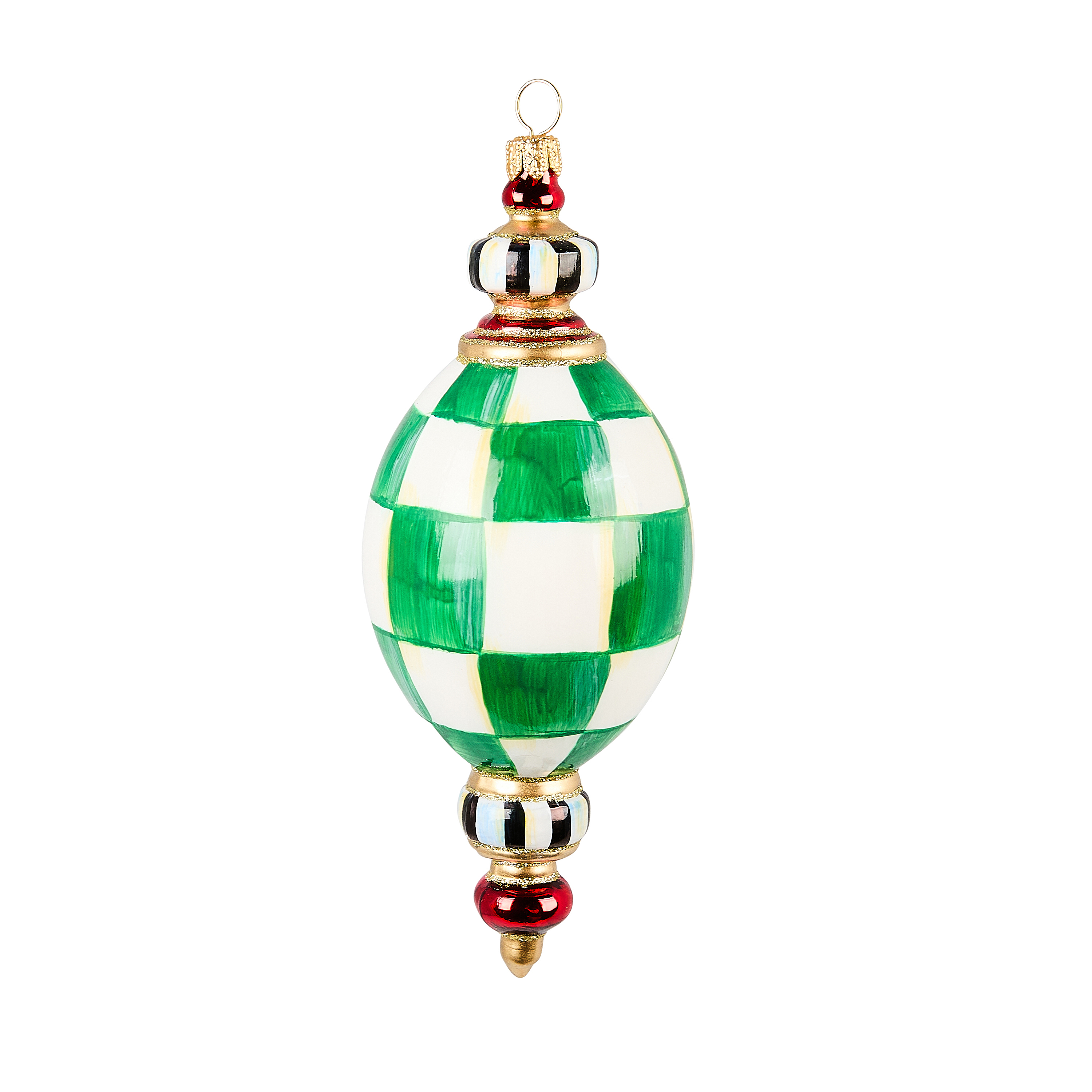 MacKenzie-Childs | Check It Out Oval Drop Glass Ornament