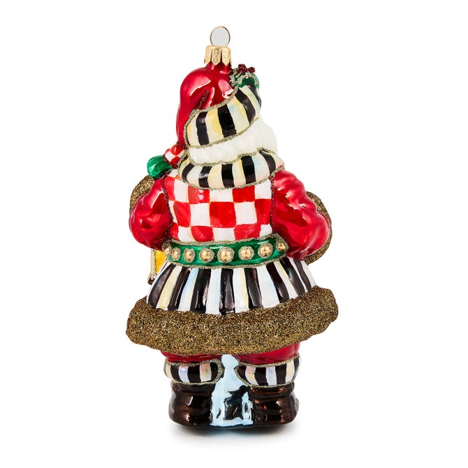 Check It Out Town Crier Santa Glass Ornament image number 1