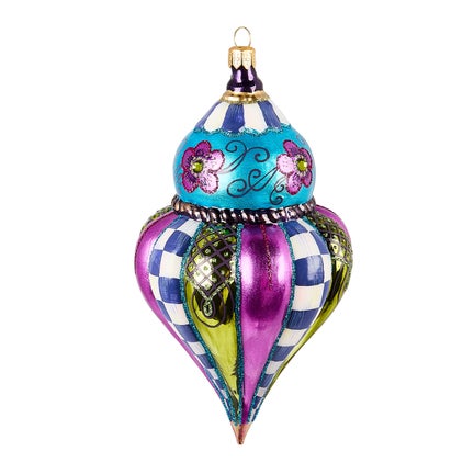 Floral Fluted Drop Glass Ornament