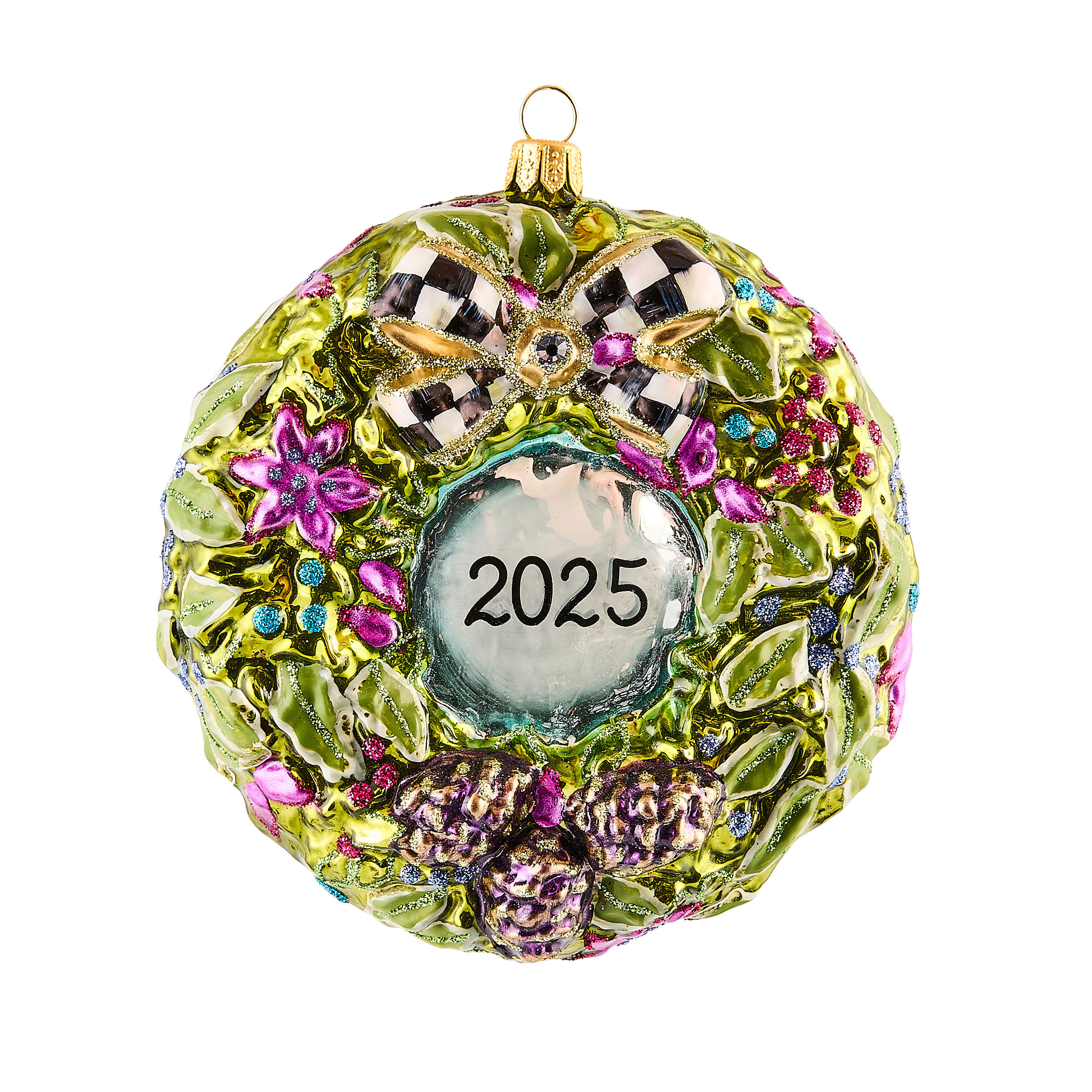 MACKENZIE CHILDS ガラス気球オーナメント（現在公式販売無し） MacKenzie-Childs | 2025 Floral Wreath Glass Ornament