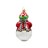 Snowflake Snowman Glass Ornament