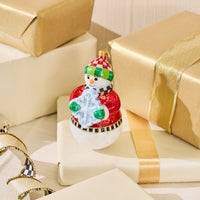 Snowflake Snowman Glass Ornament