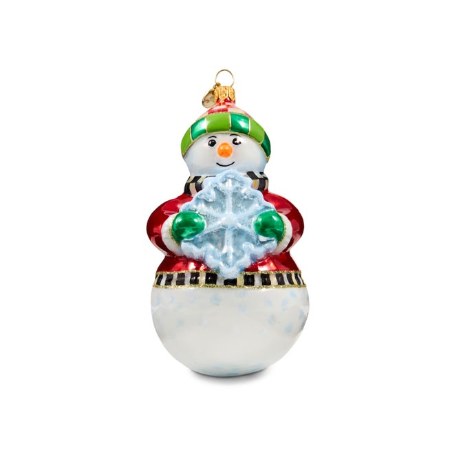 Snowflake Snowman Glass Ornament image number 0