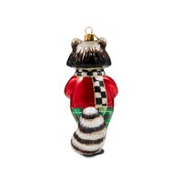 Tartan Raccoon Glass Ornament