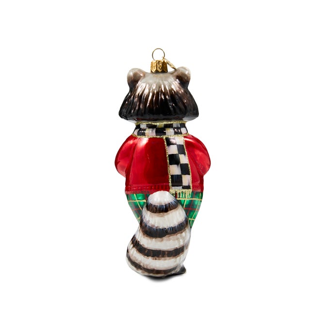 Tartan Raccoon Glass Ornament image number 2
