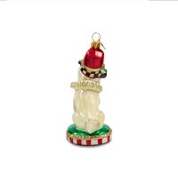 Holiday Pug Dog Glass Ornament