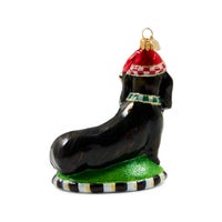 Holiday Dachshund Dog Glass Ornament