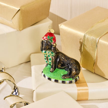 Holiday Dachshund Dog Glass Ornament