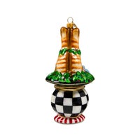 Cat on Tuffet Glass Ornament